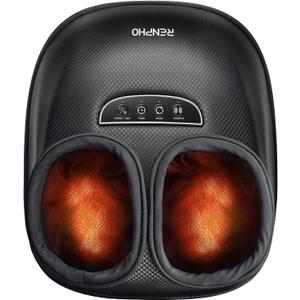 RENPHO Full Foot Massager with Heat [2026 New Upgraded], 3 Levels Air Compression & Deep Kneading, Shiatsu Foot Massage for Plantar Fasciitis & Neuropathy, Size up to 13 (Black)