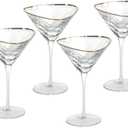 Amalfi Triangular Glassware or Stemware with Gold Rims - Sets of 4 (Martini - S/4)