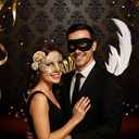 8x6FT Masquerade Backdrop Black Gold Venetian Mask Background for Party Prom Gala Birthday Ball Decorations Photo Booth Props