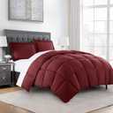 Chezmoi Collection 3-Piece All Season Oversized King Comforter Set Burgundy, Soft Quilted Down Alernative Duvet Insert with Corner Tabs, Lightweight Microfiber Bedding, 110 x 96 Inches