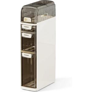 Slim Bathroom Storage Cabinet with Drawers Narrow Waterproof Rolling Floor Organizer with Wheels, Space-Saving Gap Storage, No Assembly (4-Tier, 30.7" H)