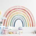 Tinideya 76.77x47.24'' Watercolor Large Rainbow Wall Decal Classroom Wall Decor with Inspirational Quote Peel and Stick Stickers Waterproof Wallpaper for Girls Kids Bedroom Nursery Playroom(Cute)