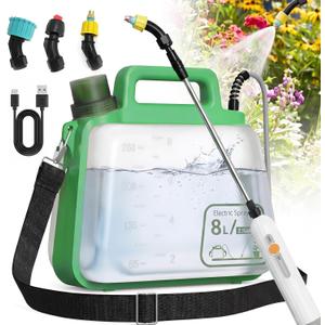 2 Gallon Electric Garden Sprayer, Upgrade Battery Powered Weed Sprayer with 3 Mist Nozzles & 5 Spray Modes, IP67 Rechargeable Handle, Retractable Wand, Sprayer with Shoulder Strap for Yard, Lawn Care