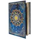 Microkize Vintage Tarot Card Storage Box, Astrology Book-Shaped Wooden Keepsake Box with Magnetic Closure, Handmade Canvas Gold Foil Large Size Fake Book for Home Office