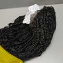 18" Boho Knotless Box Braided Wigs Full Double Lace Short Braid Wig for Black Women Lace Frontal Human Hair Blended Braided Wig with Boho Curls Lace Front Braids Wigs with Baby Hair (Black)