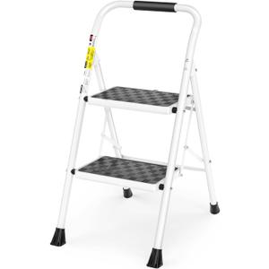 HBTower 2 Step Ladder,2 Step Stool for Adults Folding Step Stool with Cushioned Handle with Wide Anti-Slip Pedal Ergonomic Design