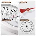 10.5 Inch Indoor Outdoor Thermometer Large Numbers - Weather Thermometer Hygrometer Waterproof, No Battery Needed Outdoor Thermometers for Patio, Home, Garden Decoration (White)