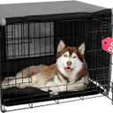 Dog Crate Cover - Kennel Cover Fit for 36 Inch Dog Crate, Double Door Polyester Crate Cover for Wire Dog Crate Indoor Outdoor Protection, Grey (Grey (with window))