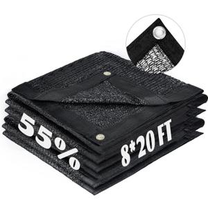 LOVE STORY 8x20FT 55% Black Shade Cloth Sun Shade Net with Grommets Sunblock Net Mesh Tarp for Garden,Plants Cover,Greenhouse and Patio