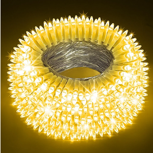 300LED String Lights - Indoor/Outdoor Use, 8 Modes, 100FT Fairy Lights, IP44 Waterproof for Xmas Patio Yard Fence Deck Balcony Garden Decor - Warm White