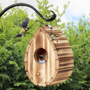 Hummingbird House,Wooden Birdhouse for Outside,Hanging Small Bird Houses,Wild Bird Nesting Box Outdoor Bird House for Bluebird,Finch,Cardinals (3.8"D x 4.1"W x 5.9"H)