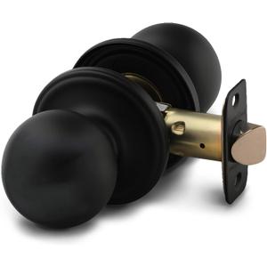 Copper Creek Passage Interior Door Knob  ANSI Grade-3 Certified, Modern Heavy Duty Handle, Easy Install and Reversible for Bedroom, Bathroom & Closets  Matte Black (1 Pack)