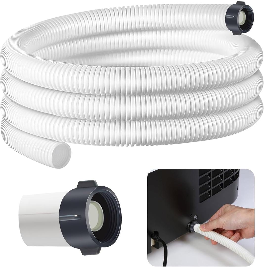 Dehumidifier Drain Hose 3/4 Inches FHT Connection with Rust-Resistant PE Connectors Cuttable Drainage Pipe Replacement Hose for Most Brand of Dehumidifiers, 10 Feet