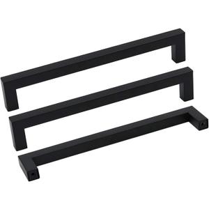 goldenwarm 35 Pack 7-1/2in Black Square Bar Cabinet Pull Drawer Handle Stainless Steel Modern Hardware for Kitchen and Bathroom Cabinets Cupboard,Center to Center 192mm Matte Black Drawer Pulls (7-1/2 inch hole centers)