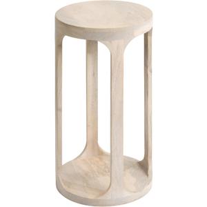 Kate and Laurel Dahl Wooden Round Drink Table; 12 x 23; Whitewash; Transitional Boho Circle Wood Accent Pedestal Table for Living Room Plant Stand or Small Bedroom Nightstand