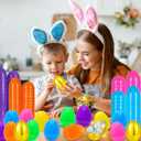 300 PCS 2.4" Fillable Plastic Easter Eggs with 6 Golden Eggs, Empty Colorful Eggs for Kids Easter Hunt Classroom Rewards Basket Stuffers Easter Party Favors