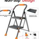 Step Ladder Foldable Folding Stool - for Home Adults Kitchen 2 Stepping Extension Tall Heavy Duty with Handrails - Closet Stepstool Stair Ladders Extendable Stepladder for Indoor House 600Lbs