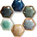 NUTRIUPS 6 Pack Soy Sauce Dish 1.6oz Ceramic Dipping Bowls 3.9inch Dipping Sauce Bowl Small Bowls for Side Dishes (Flower-Set of 6)