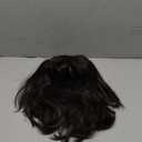 Dark Brown Short Straight Wig Women Cosplay Party Shoulder Length Synthetic Wig with Air Bangs for Dating