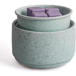 Ceramic Electric Wax Melt Warmer & Cube Oil Melter Cute Small Warmers Aromatherapy for Home Decorative Burner Melts Scented Candle Tart Scent Warm Fragrance (Cyan)