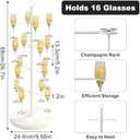 ikare 1PCS Cocktail Tree Stand, Metal 4 Tire Drink Tower for Parties, 16 Holders Champagne Tower, Wine Glass Display Stand for Champagne, Cocktails, Martini, Margarita Cups (White)