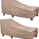 ULTCOVER Waterproof Patio Lounge Chair Cover Heavy Duty Outdoor Chaise Lounge Covers 2 Pack - 80L x 28W x 30H inch (Brown)