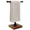 YESSAP Hand Towel Holder, T-Shape Height 13'' Black Hand Towel Holder Stand, Free Standing Hand Towel Holder for Bathroom Countertop, Rustic Brown, TH006