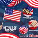Tudomro 100 Pcs Small American Flag on Stick 12x18 In Mini Small US Flags Handheld with Safety Golden Spear Top 4th of July Decoration American Hand Held Stick Flags for Memorial Day
