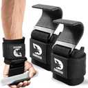 DMoose Fitness Weight Lifting Hooks (Pair) for Deadlifts, Pull Ups, Rows & Shrugs - Anti-Rip Nylon Strap Hand Grips with Thick Wrist Padding - Heavy Duty Wrist Straps for Weightlifting & Gym Workouts