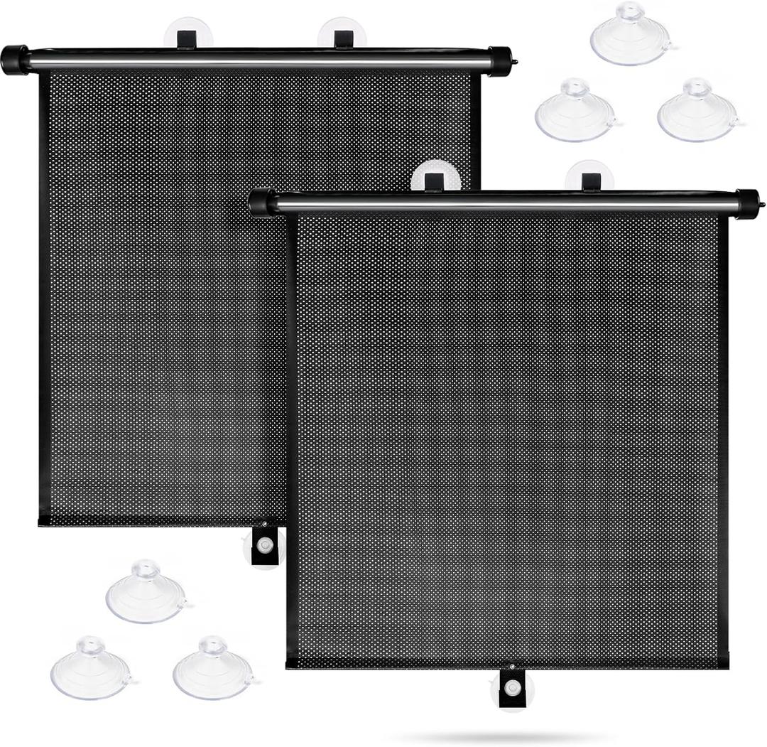 Sfee Car Window Shades for Baby-2 Pack Retractable Side Window Car Sun Shade Blocks UV Rays & Heat for Sun Protection Roller Sunshade Visor Window Shade for Kids,Passengers,Pets (20''x22'')