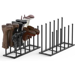 Boot Rack, 19.5 Inches Boot Rack Organizer Tall Boots, Stainless Steel Boot Storage Holder, Free Standing Boot Racks for 12 Pairs Entryway, Closet, Black, 2Pack