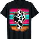 Western Leopard Cheetha Serape Cow Cactus Turquoise pink T-Shirt (Small, Black)