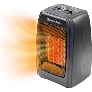Comfort Zone CZ442E Personal Energy Save Ceramic Heater - 1500W Portable with Adjustable Thermostat, Tip-Over Switch & Overheat Protection, Black