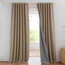 NICETOWN 100% Blackout Burlap Linen Curtains 90 inches Length with Thermal Insulated Liners for Bedroom, 2 Panels, 52" W, Room Cooling Noise Reducing Window Treatment Drapes for Living Room