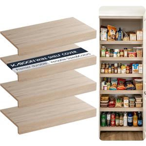Kaboon Wire Shelf Covers, Wire Rack Covers for Pantry, Closet (4pcs, 24" W x 12" D), Oak