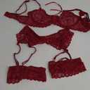 Sexy Lingerie for Women,3 Piece Lace Lingerie Set Bra with Garter Belt Babydoll Teddy, Size M