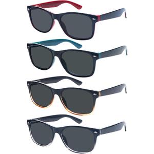 4 Pack Classic Reading Sunglasses for Women Men Spring Hinge, Outdoor Sun Readers Glasses with UV400 Protection