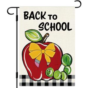DLZDN Back to School Garden Flag First Day of School Flag 1218 Inch Double Side Vertical Burlap Farmhouse Yard Sign Fall Seasonal Outdoor House Decoration