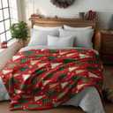 Horaldaily Christmas Sherpa Flannel Blanket Throw, Christmas Red Tree Soft Fuzzy Plush Cozy Fleece Blankets for Couch Sofa Bed Lounging, Ideal Gifts for Kids Adults Wife Self, 50x60