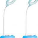 2 Pack LED Desk Lamp Cordless Rechargeable Battery Operated Table Light Adjustable Gooseneck Dimmable Touch Control Color Changing RGB Eye-Caring Base Night Light for Kids with USB Charging Cable