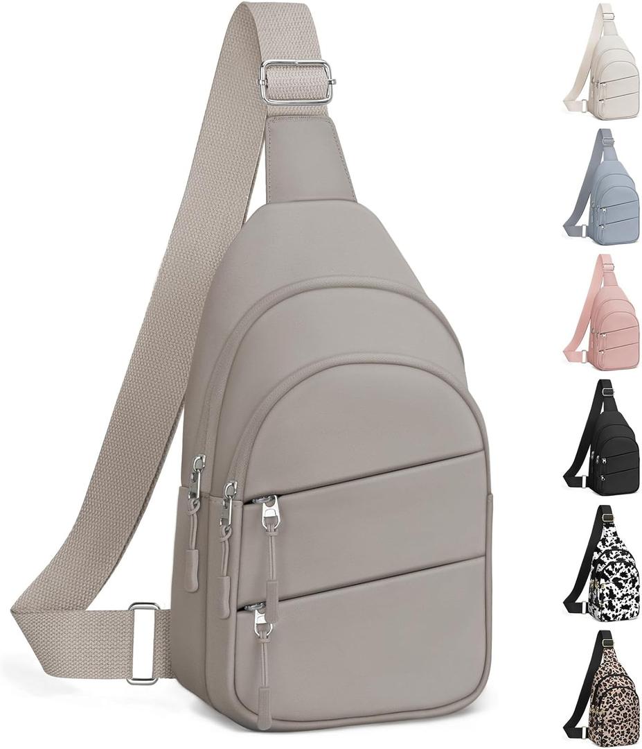 Tuwubi Crossbody Bags for Women, Sling Bag for Men, Small Hiking Backpack Anti Theft Lightweight for Outdoors Travel (M, Khaki)