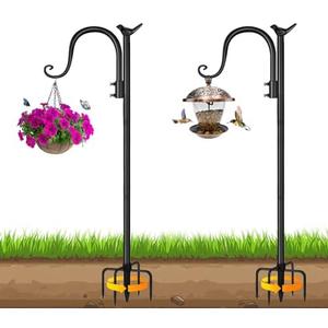 CL FUN Shepherds Hooks for Outdoor, 48 Inch 2 Pack Adjustable Bird Feeder Pole Heavy Duty Shepherd Hooks for Bird Feeder, Hanging Plant Baskets, Solar Lights, Lanterns, Wedding Decor