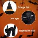 Soulchen Black Cat with Witch Hat Shaped Plush Pillow Frightened Cat Shaped Pillow Black Kitten Stuffed Animals Toy Halloween Decorative Gift for Trick or Treaters