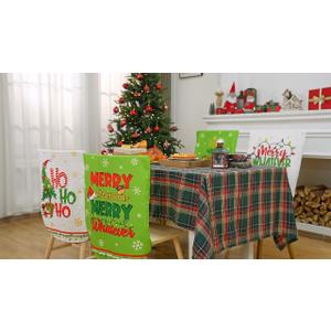 FuWeave 6 Pcs Lime Green Christmas Chair Covers Christmas Chair Back Covers Xmas Chair Protector Slipcovers Washable Winter Dining Room Seat Covers for Home Hotel Kitchen Decorations,Missing 4pcs