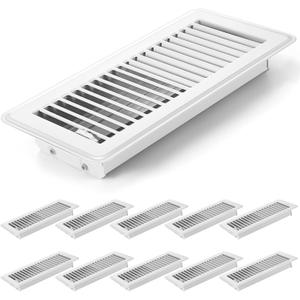 Coume 10 Pack 4" x 10" Floor Vent Covers Heavy Duty Floor Registers Metal Heat Vent Covers with Rust Proof Walkable Finish for Home Floor Grilles Vents, (White)
