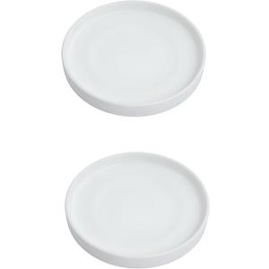 12 inch Matte White Ceramic Plant Saucer Set of 2 with Plant Saucer mat