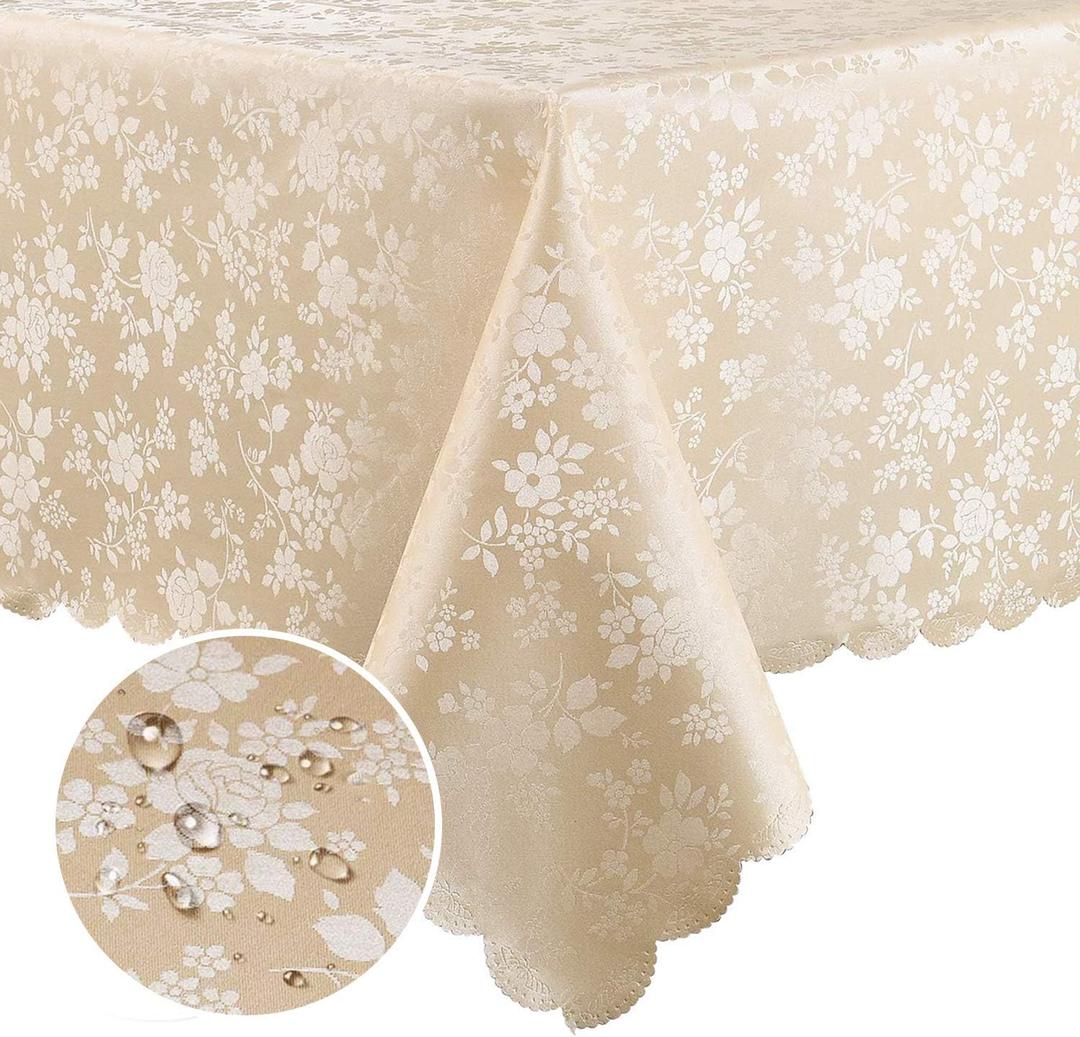 Smiry Rectangle Table Cloth, Waterproof Heavy Duty Vinyl Tablecloths, Wipeable Washable Table Cover for Kitchen and Dining Room (Beige, 60" X 102")