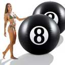 8 Ball Decor 40 Inch Giant Beach Balls Inflatable Pool Balls for Swimming and Outdoor Fun, Large 8 Ball Decorations for Beach Party Games and Summer Beachball Party Supplies(2 Pack)