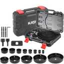 KATA Hole Saw Set 20PCS Hole Saw Kit with 3/4"-6"(19-152mm) 13PCS Saw Blades, 2 Mandrels, 3 Drill Bits, 1 Installation Plate, 1 Hex Key, Ideal for Soft Wood, Plywood, Drywall, PVC (Black)