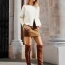 GRACE KARIN Womens Cropped Knit Sweater Blazer, Oversized Open Front Jackets 2026 Spring, Laple Cardigans Dressy Casual (White, L)